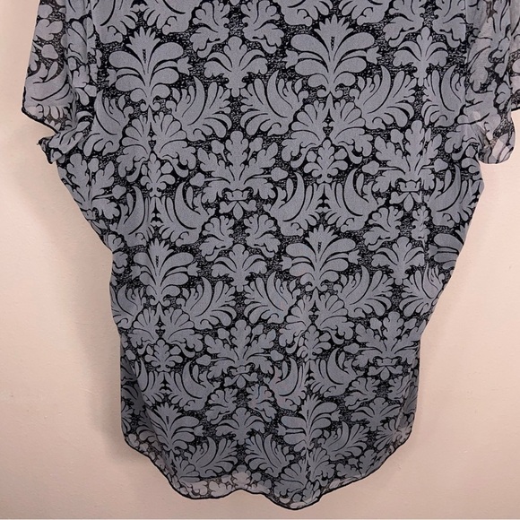 2X Apt 9 Grey Gray Black Jacquard Short Sleeve Mesh Sequin Blouse Stretch - Picture 8 of 12